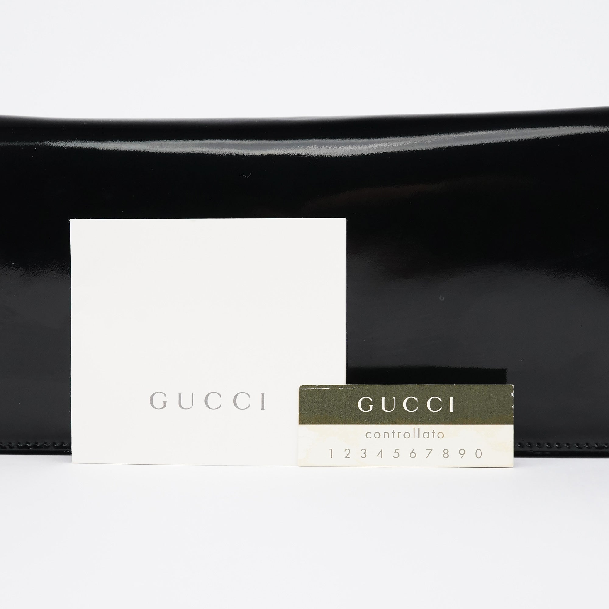 Gucci Black Patent Leather Metal Handle Bag