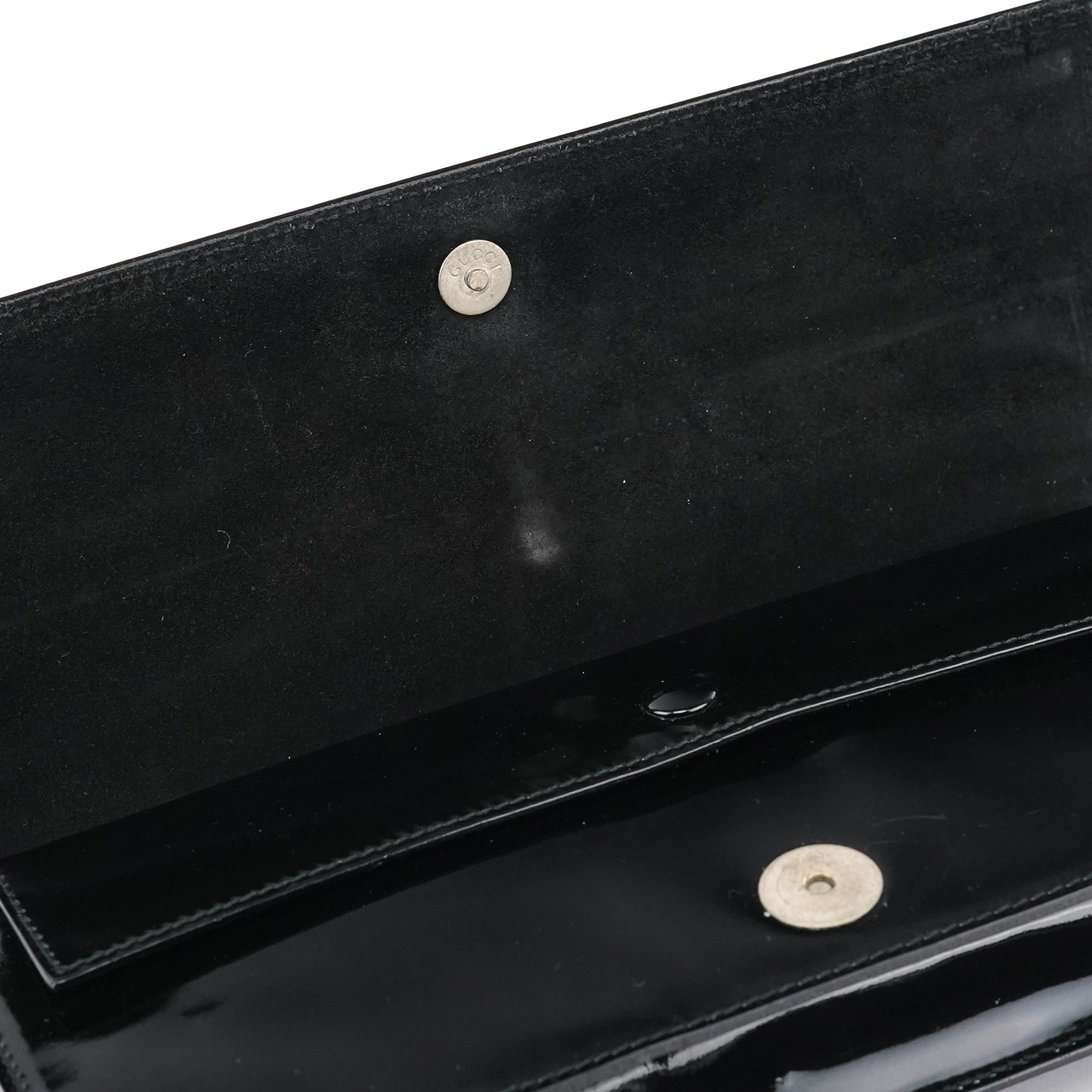 Gucci Black Patent Leather Metal Handle Bag
