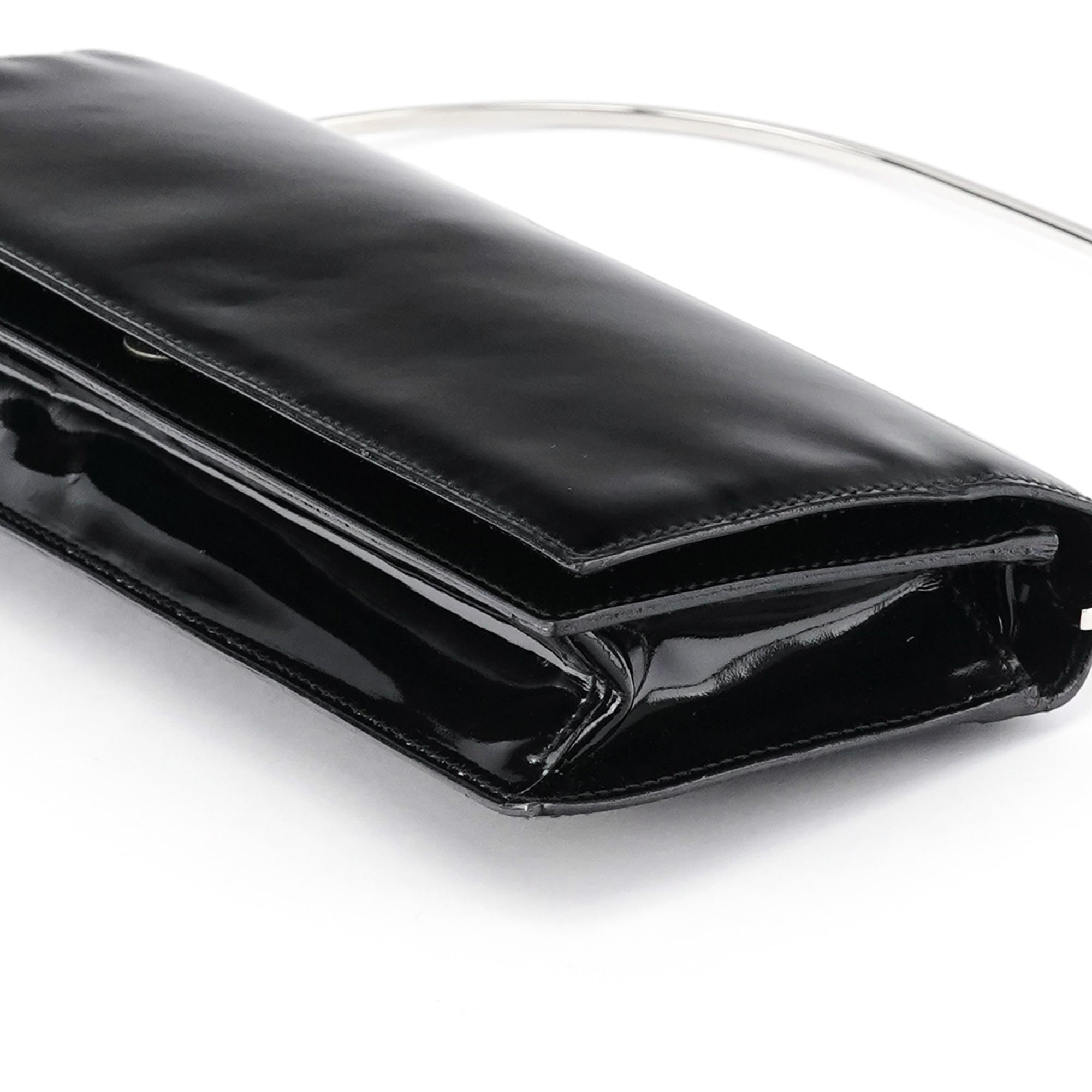 Gucci Black Patent Leather Metal Handle Bag