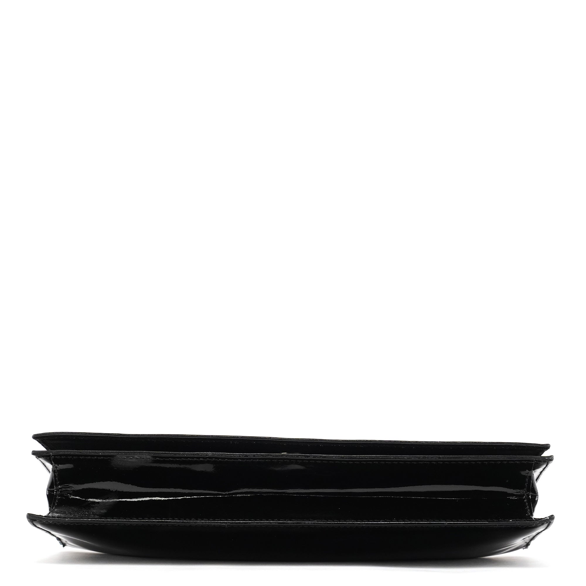 Gucci Black Patent Leather Metal Handle Bag