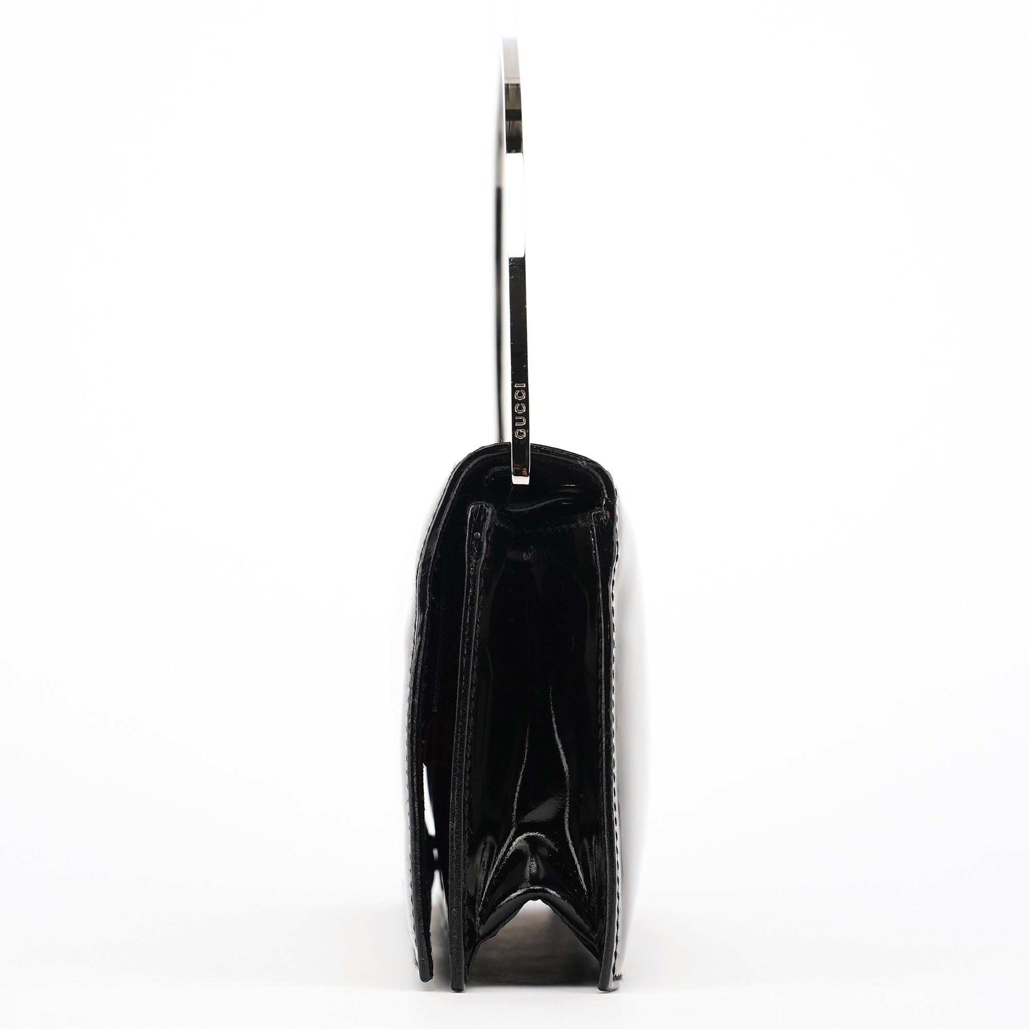 Gucci Black Patent Leather Metal Handle Bag