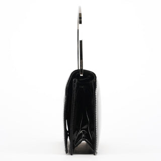 Gucci Black Patent Leather Metal Handle Bag
