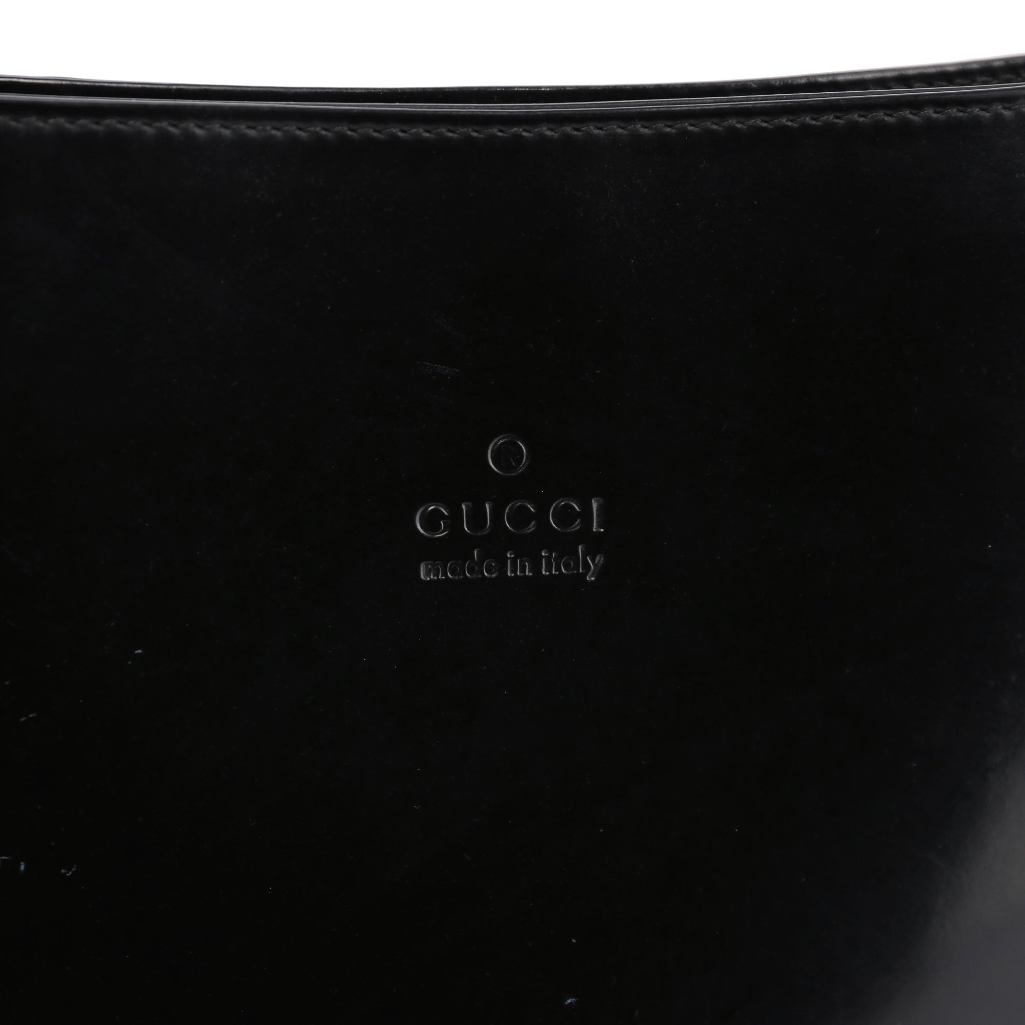 Gucci Sac porté épaule en cuir verni noir