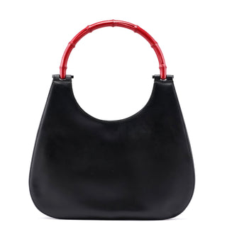 Gucci Black Red Bamboo Shoulder Bag