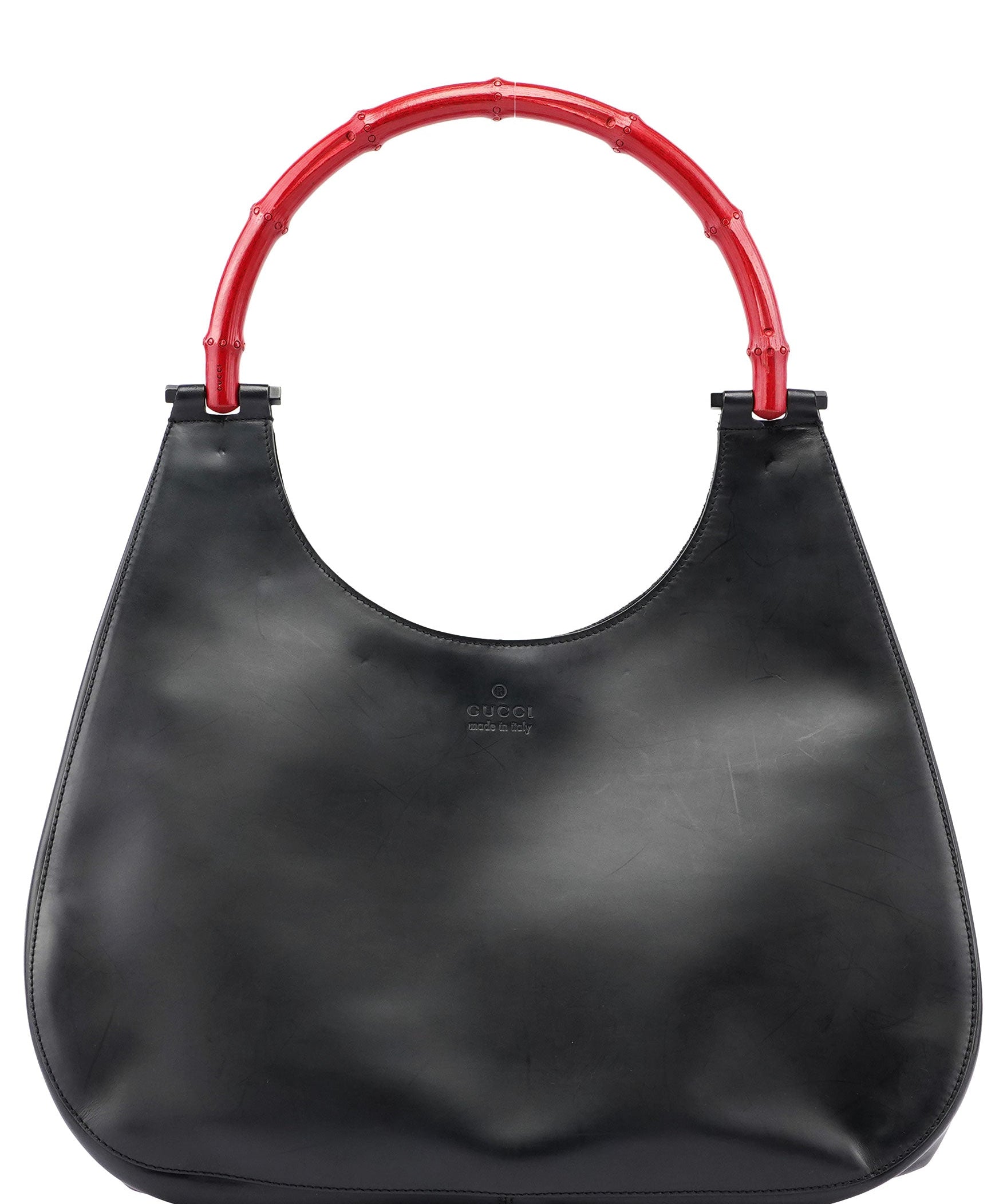 Gucci Black Red Bamboo Shoulder Bag