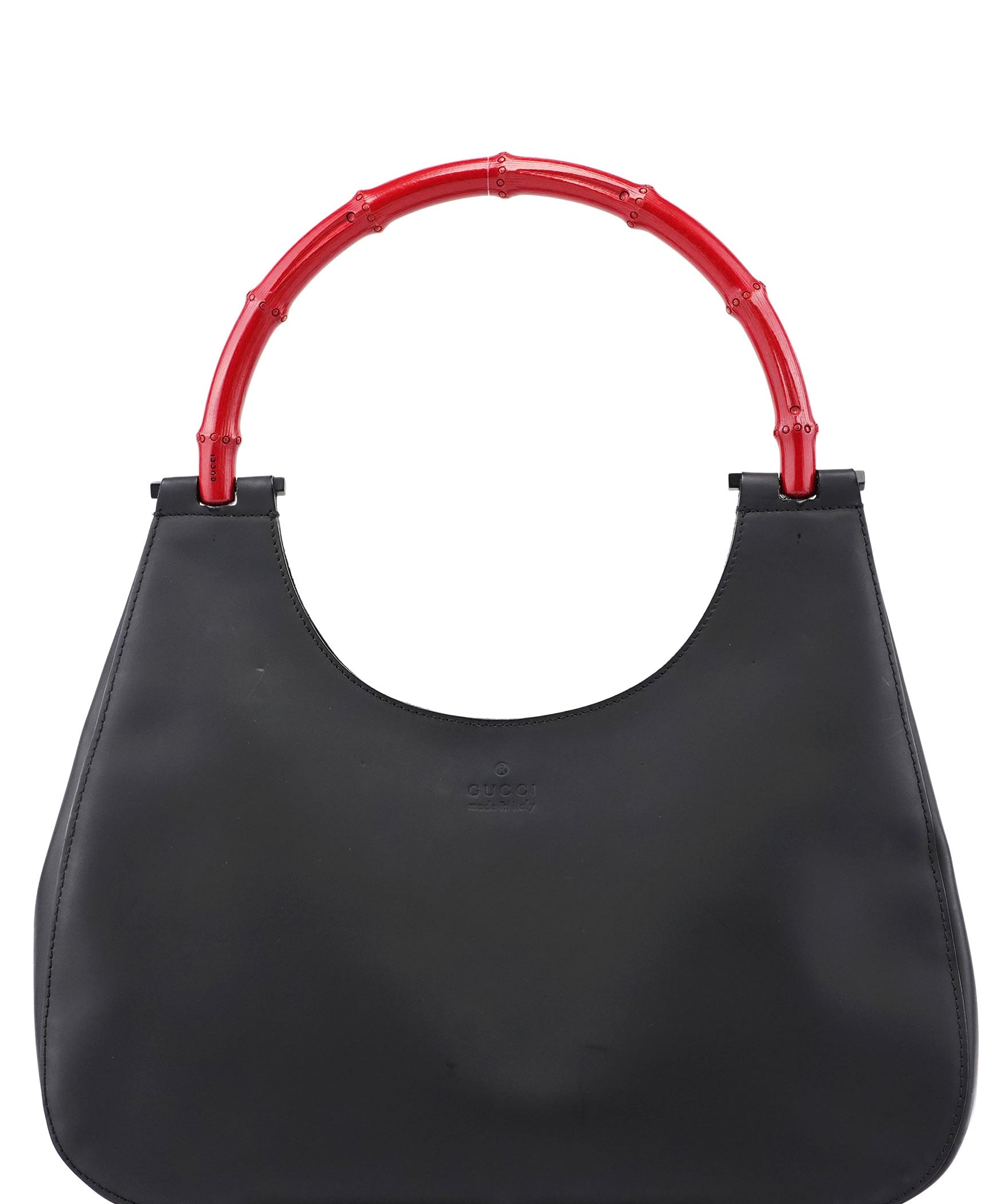 Gucci Black Red Bamboo Shoulder Bag
