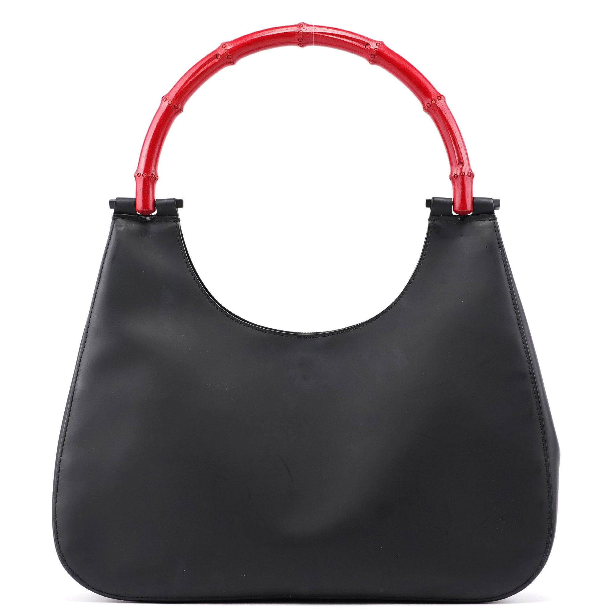 Gucci Black Red Bamboo Shoulder Bag