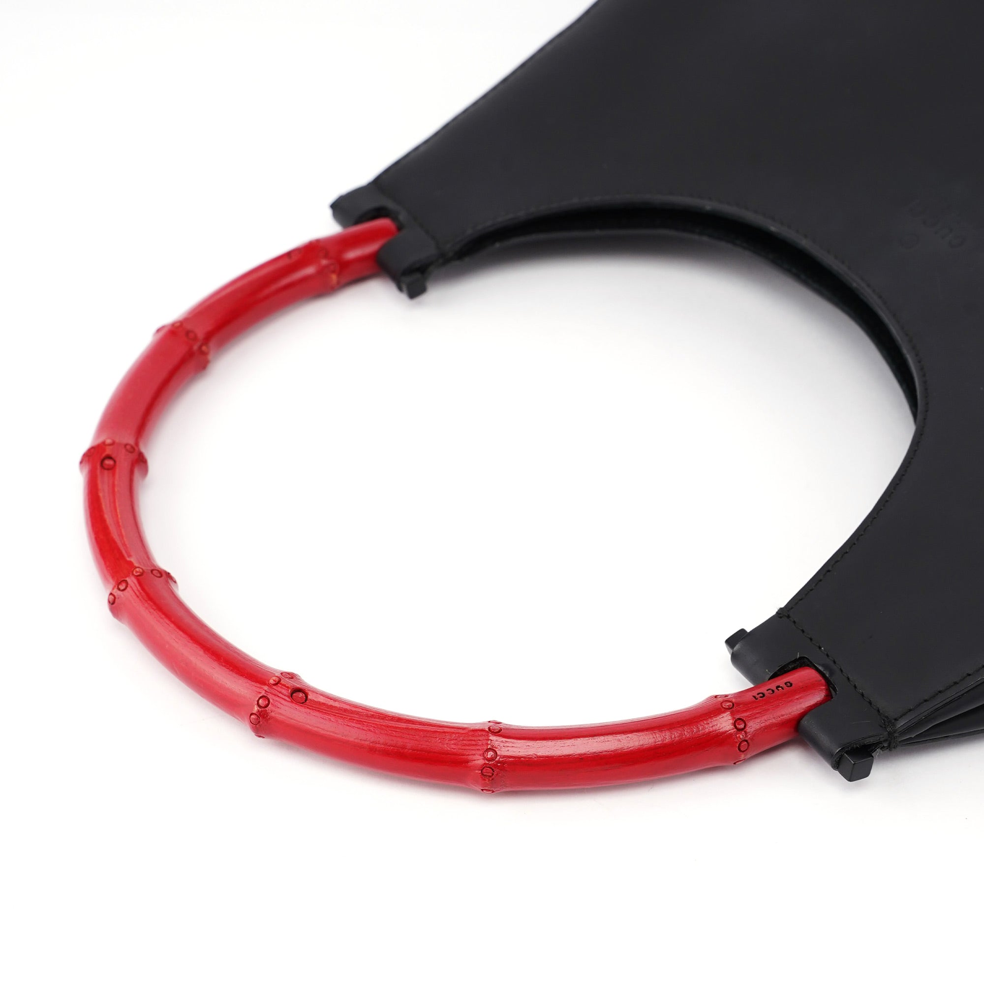 Gucci Black Red Bamboo Shoulder Bag
