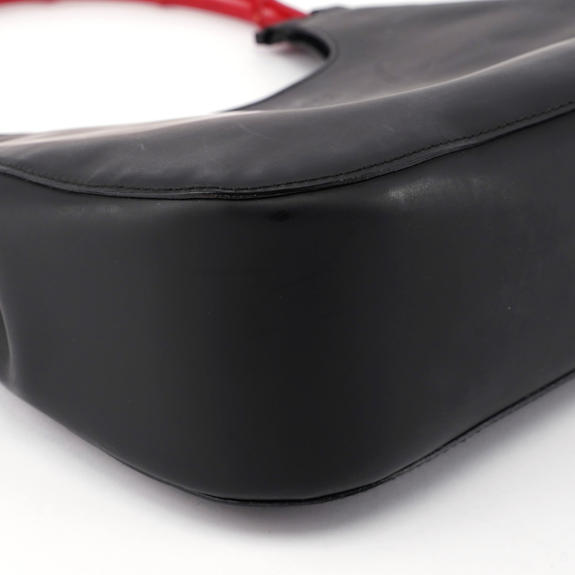 Gucci Black Red Bamboo Shoulder Bag