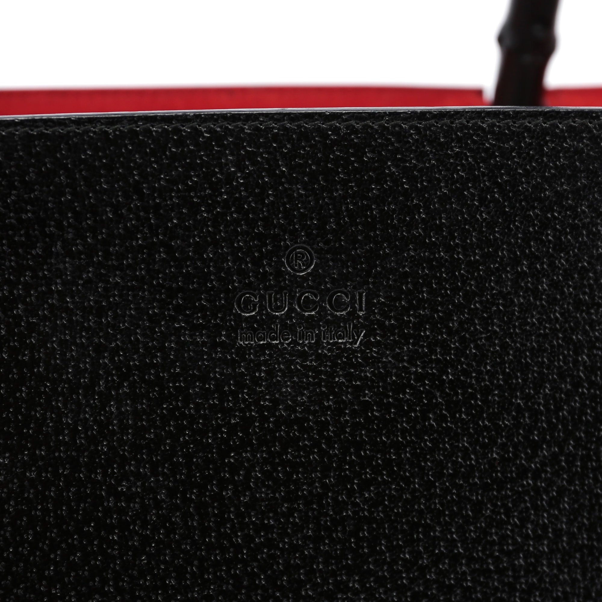 Gucci Sac cabas Bamboo en cuir noir et daim rouge