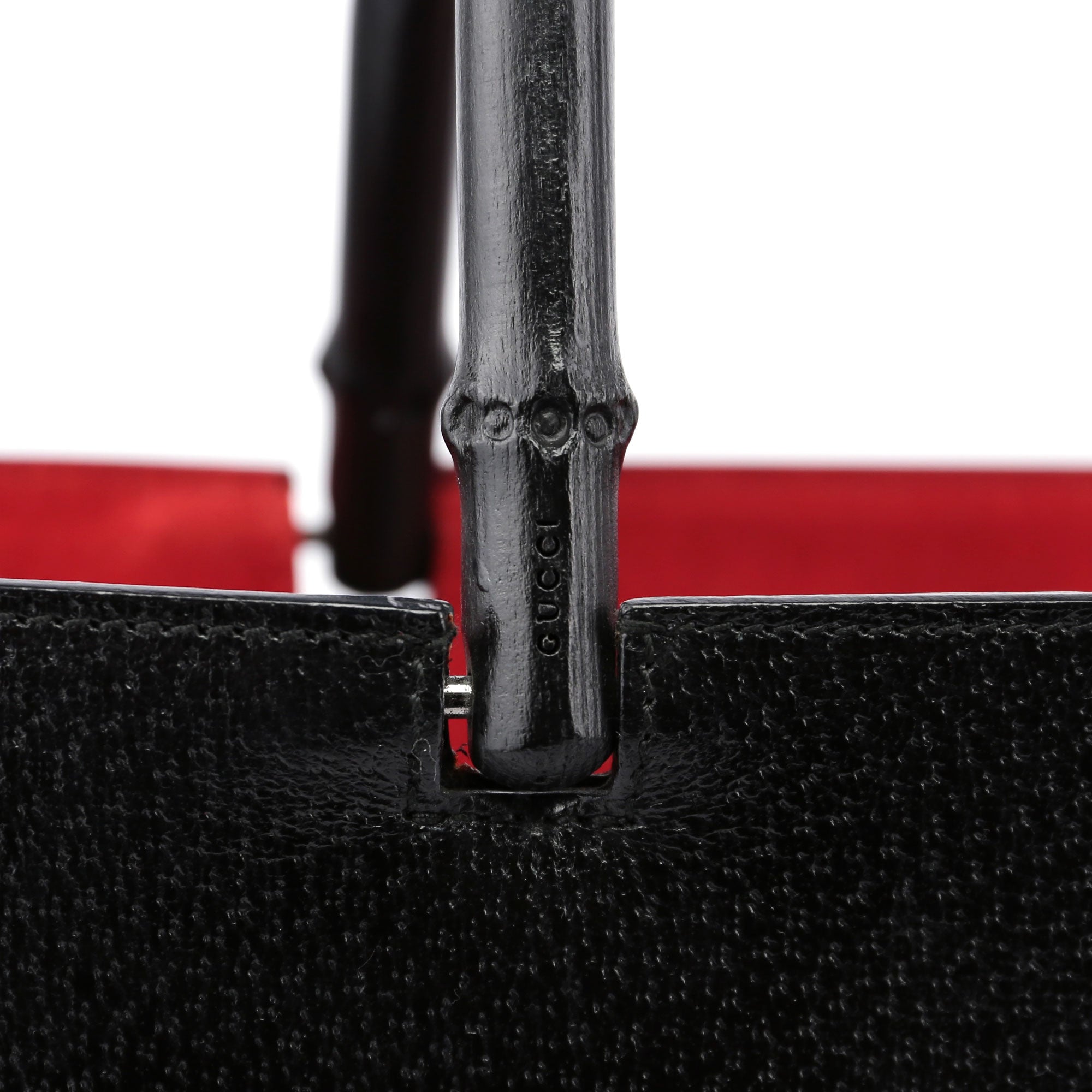 Gucci Sac cabas Bamboo en cuir noir et daim rouge