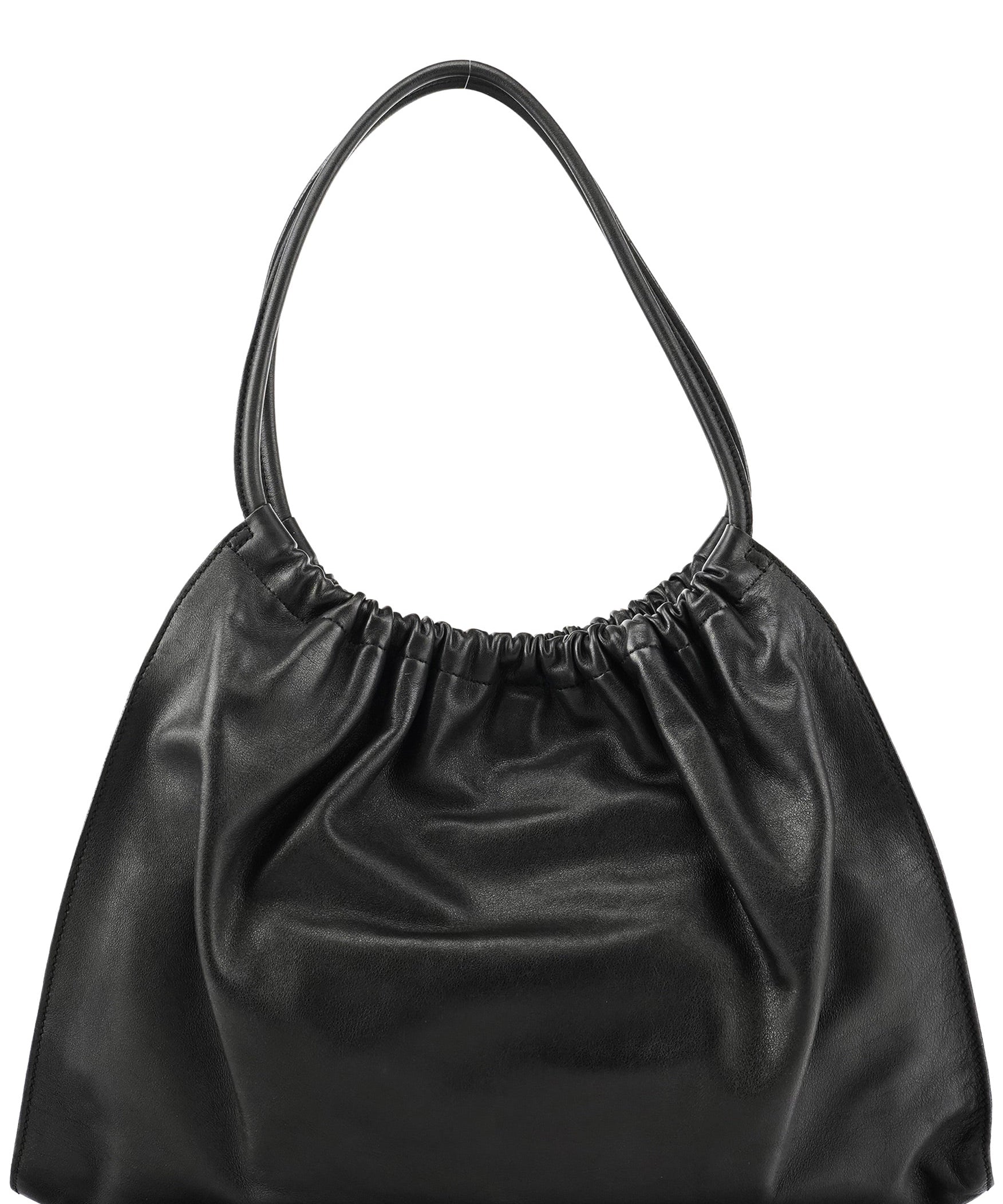 Gucci Schultertasche aus schwarzem Leder mit Raffung