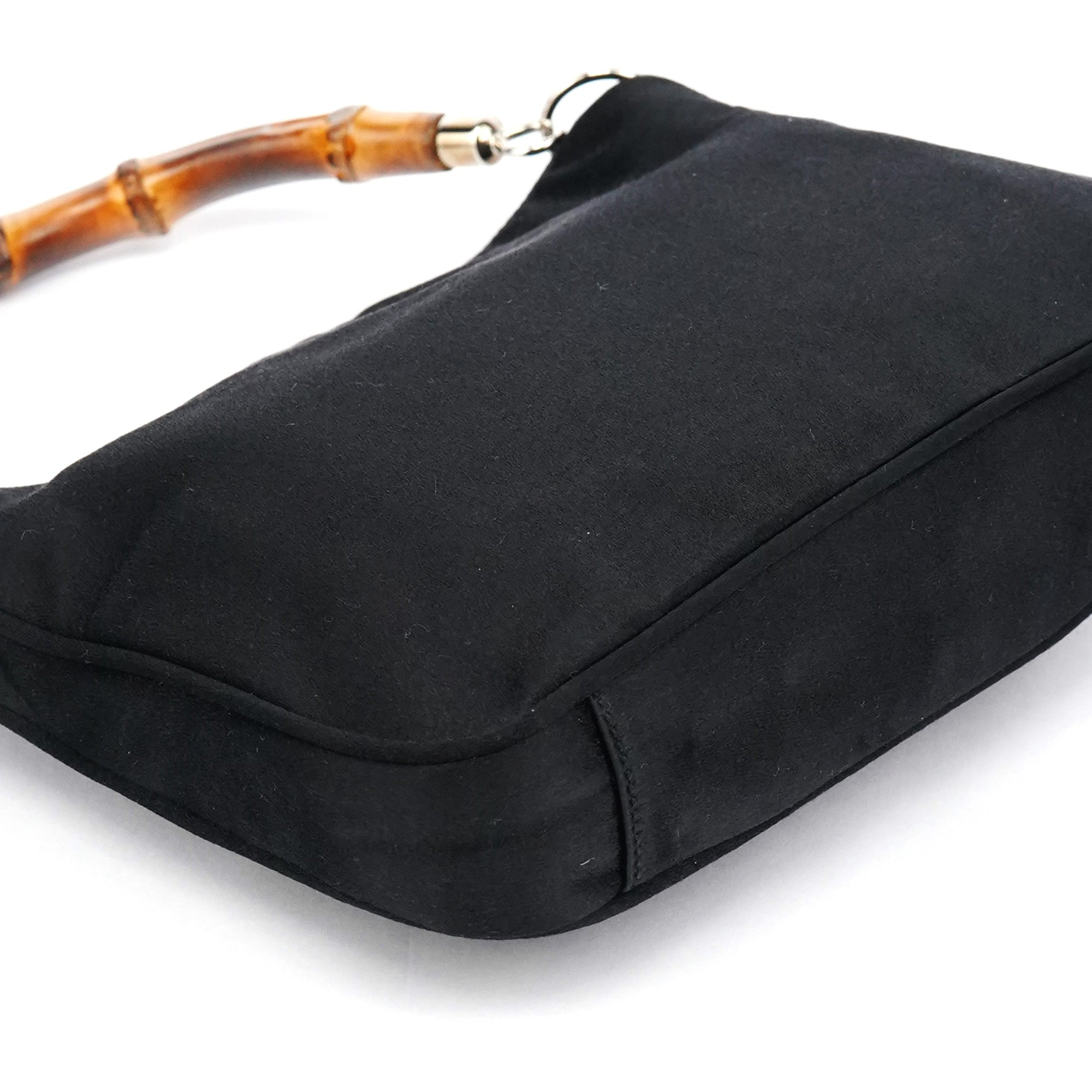 Gucci Black Satin Bamboo Mini 2-Way Bag