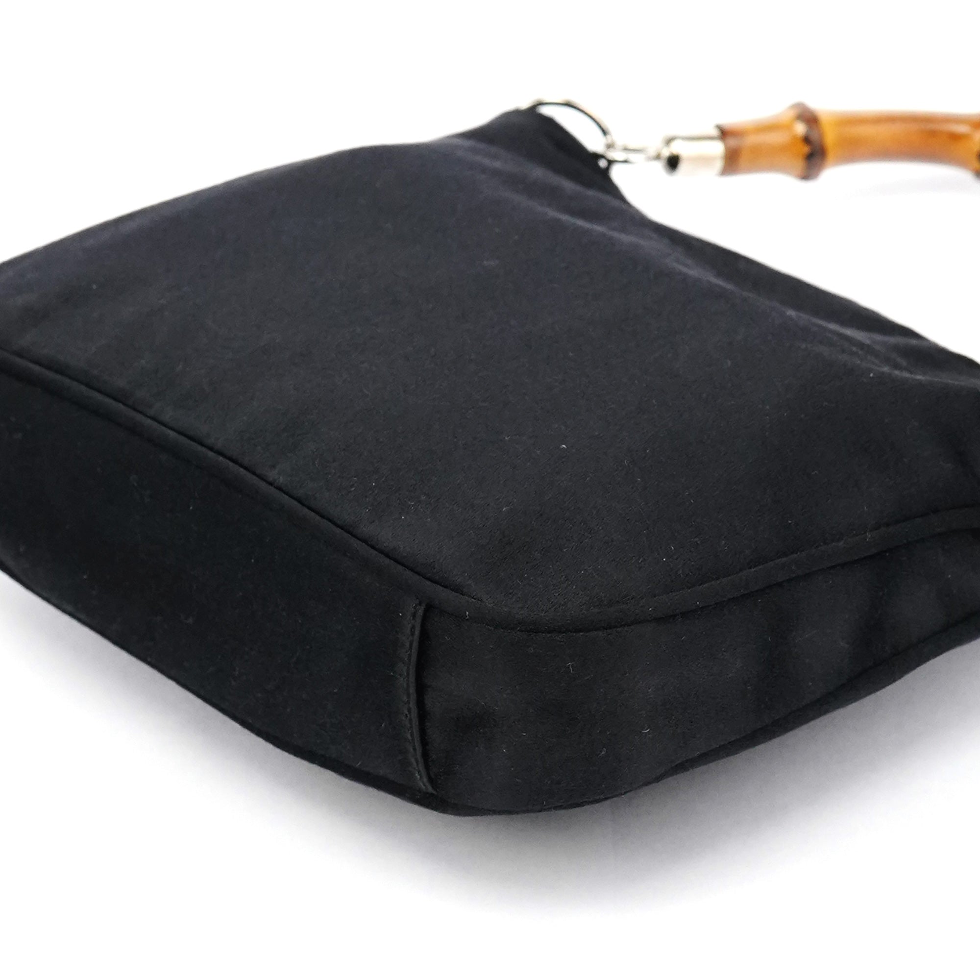 Gucci Black Satin Bamboo Mini 2-Way Bag