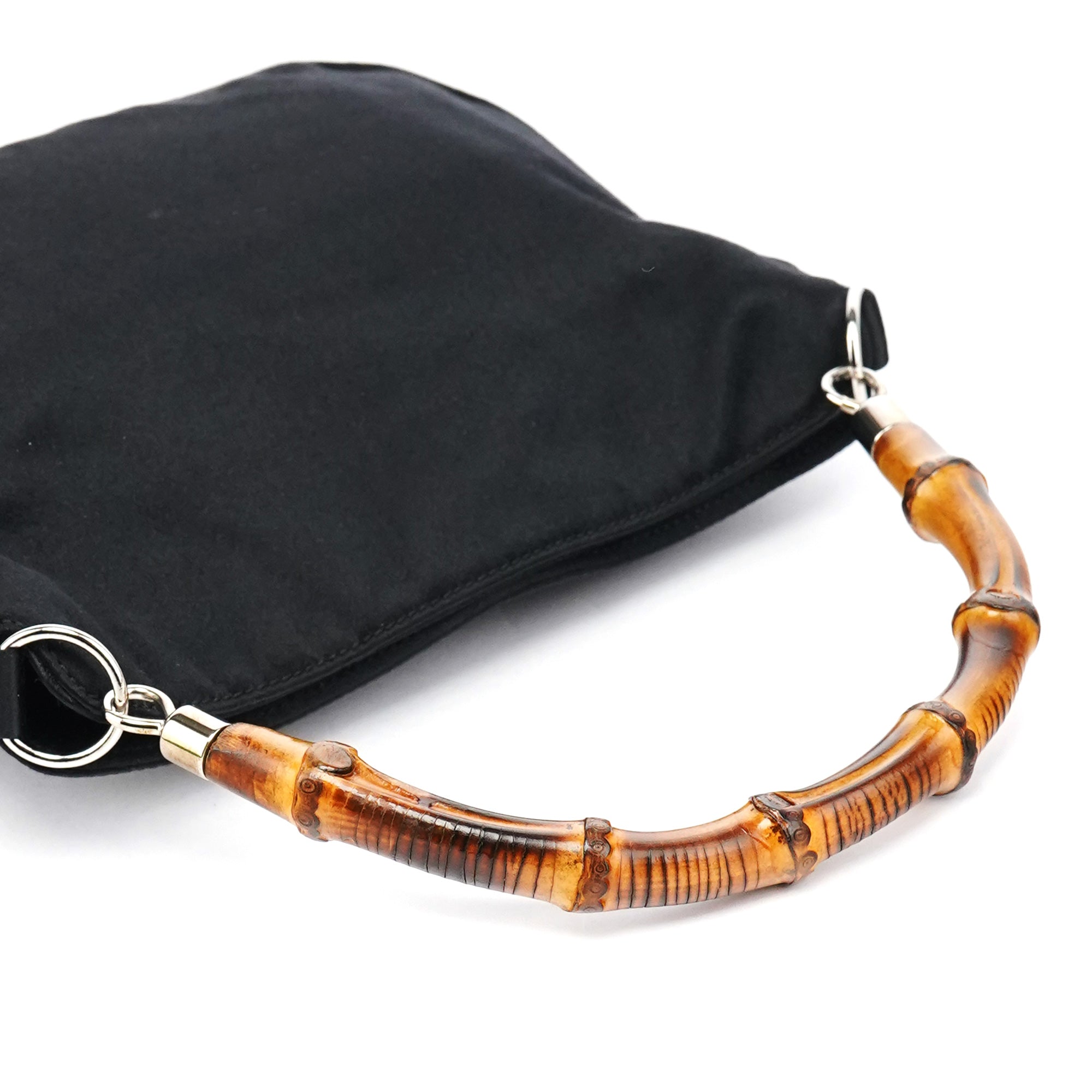 Gucci Black Satin Bamboo Mini 2-Way Bag