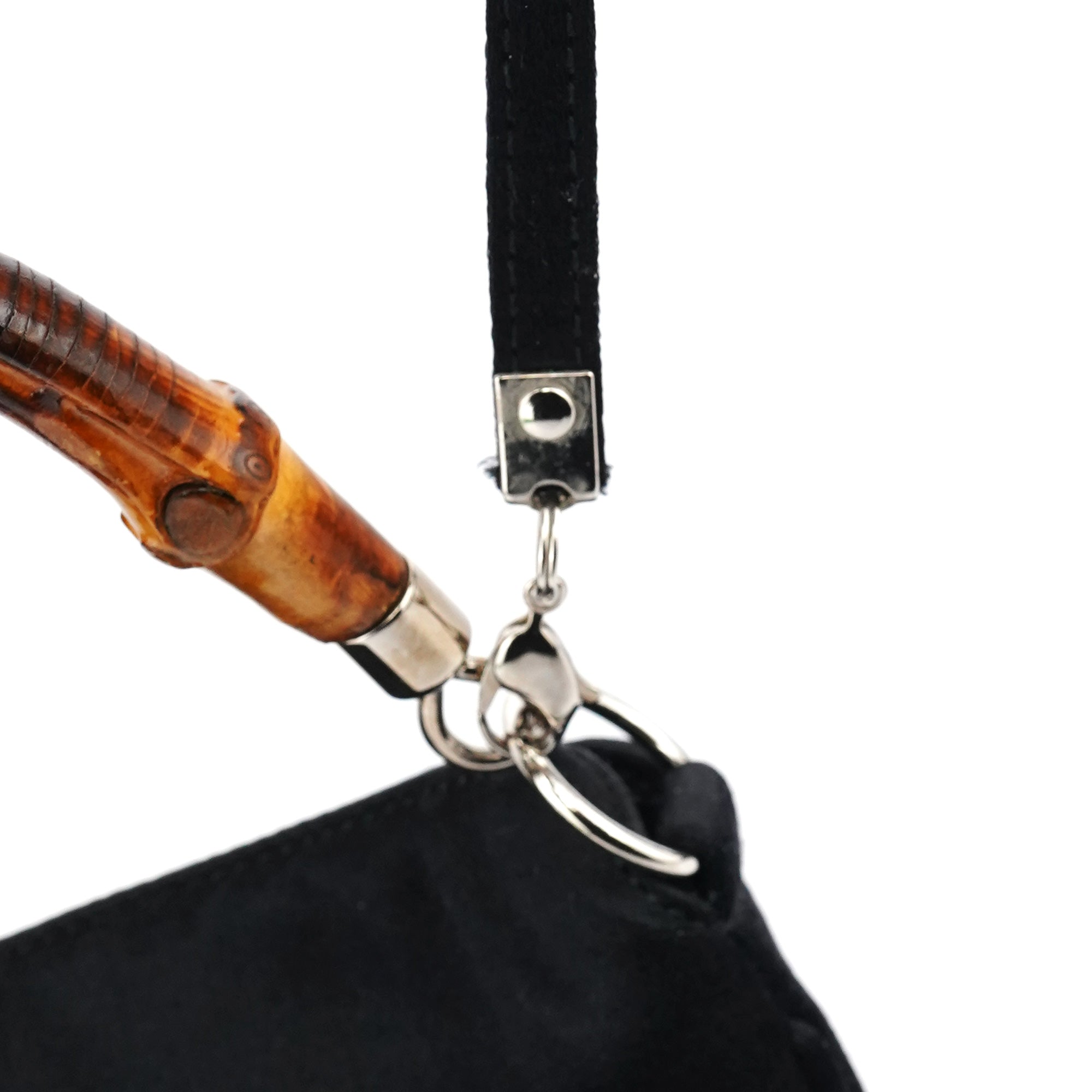 Gucci Black Satin Bamboo Mini 2-Way Bag