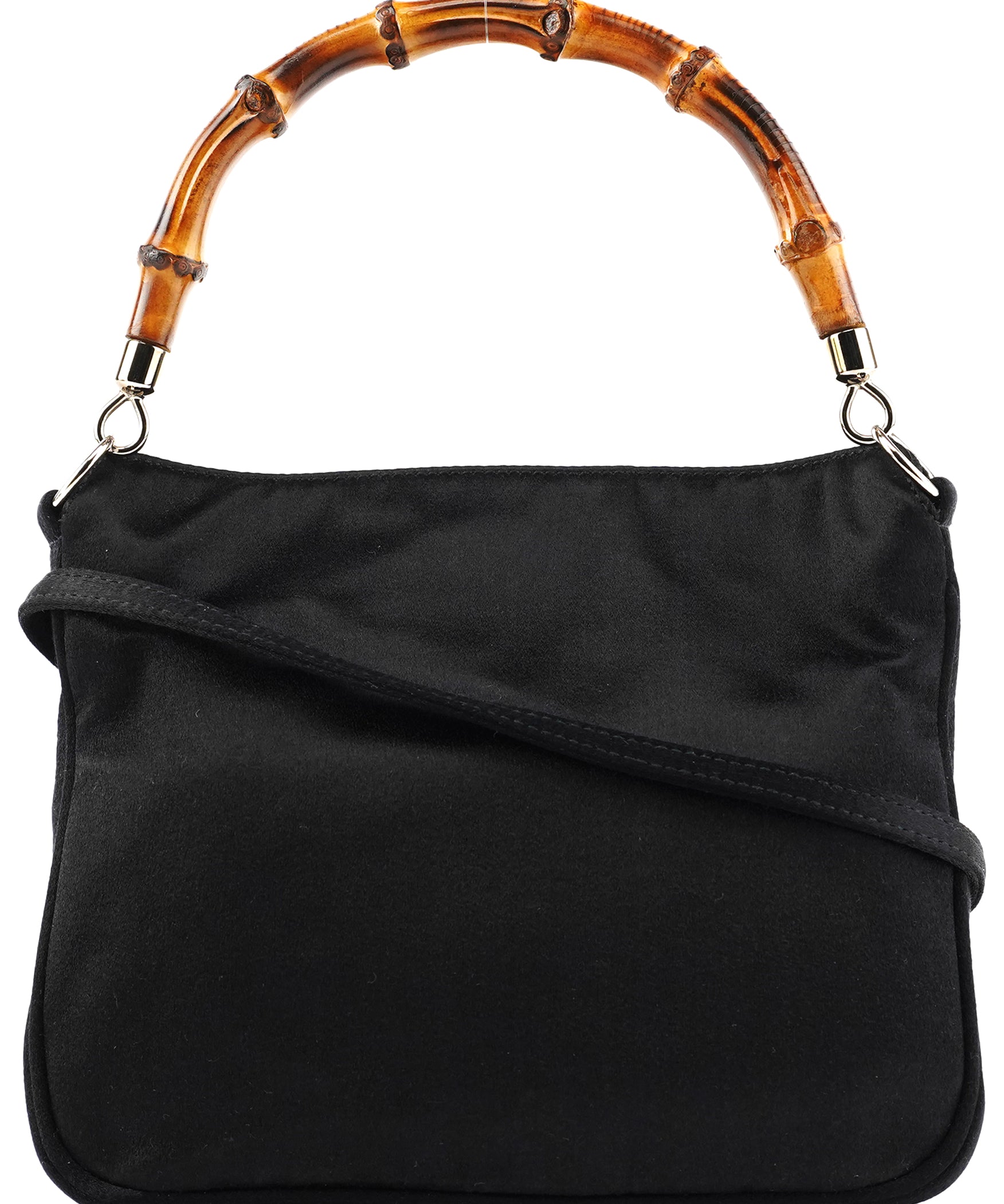 Gucci Black Satin Bamboo Mini 2-Way Bag