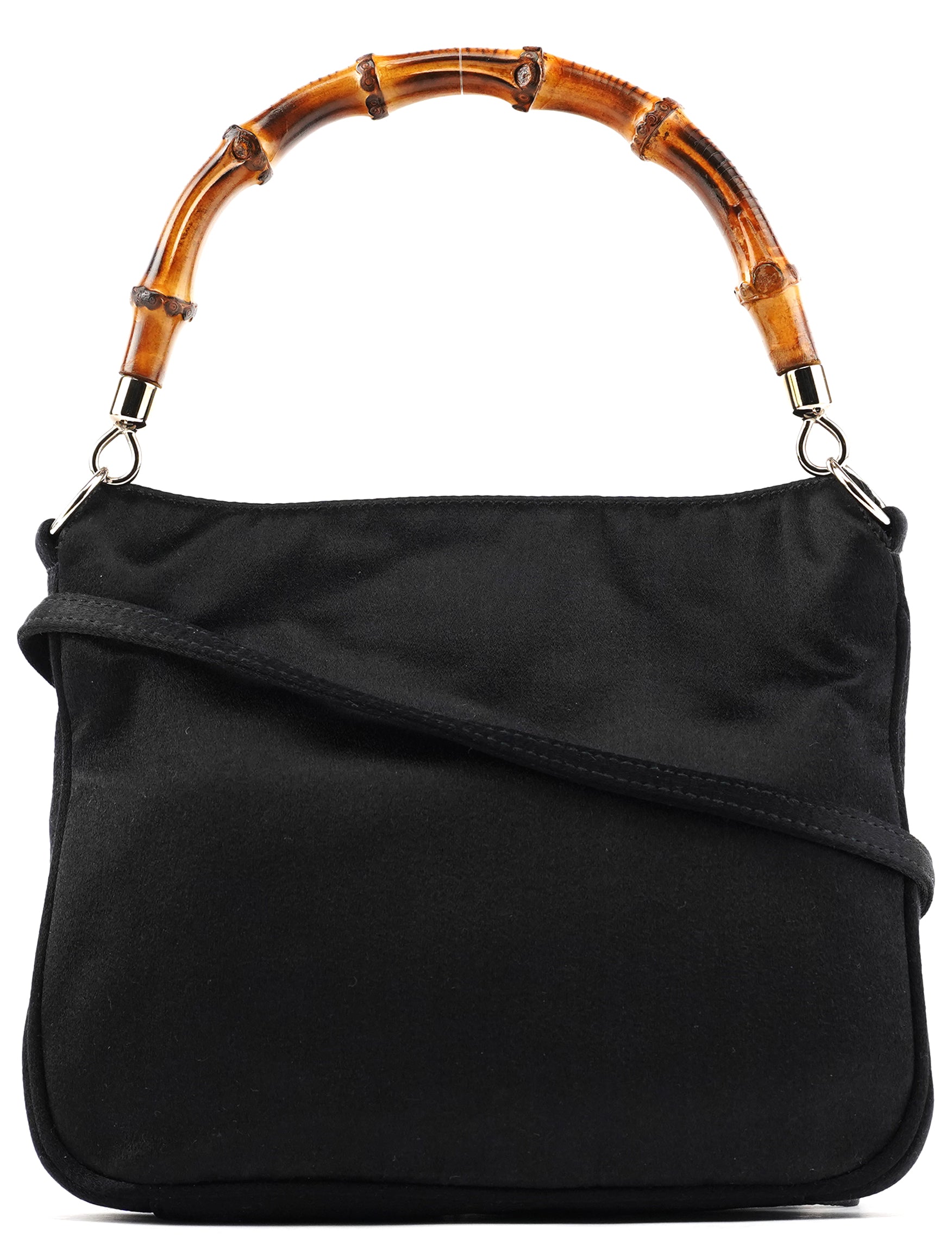 Gucci Black Satin Bamboo Mini 2-Way Bag