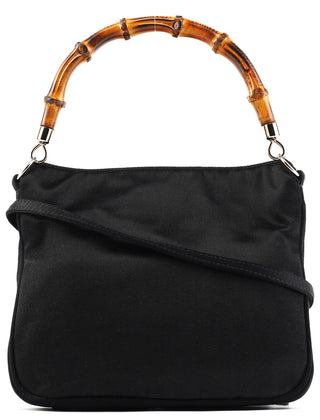 Gucci Black Satin Bamboo Mini 2-Way Bag