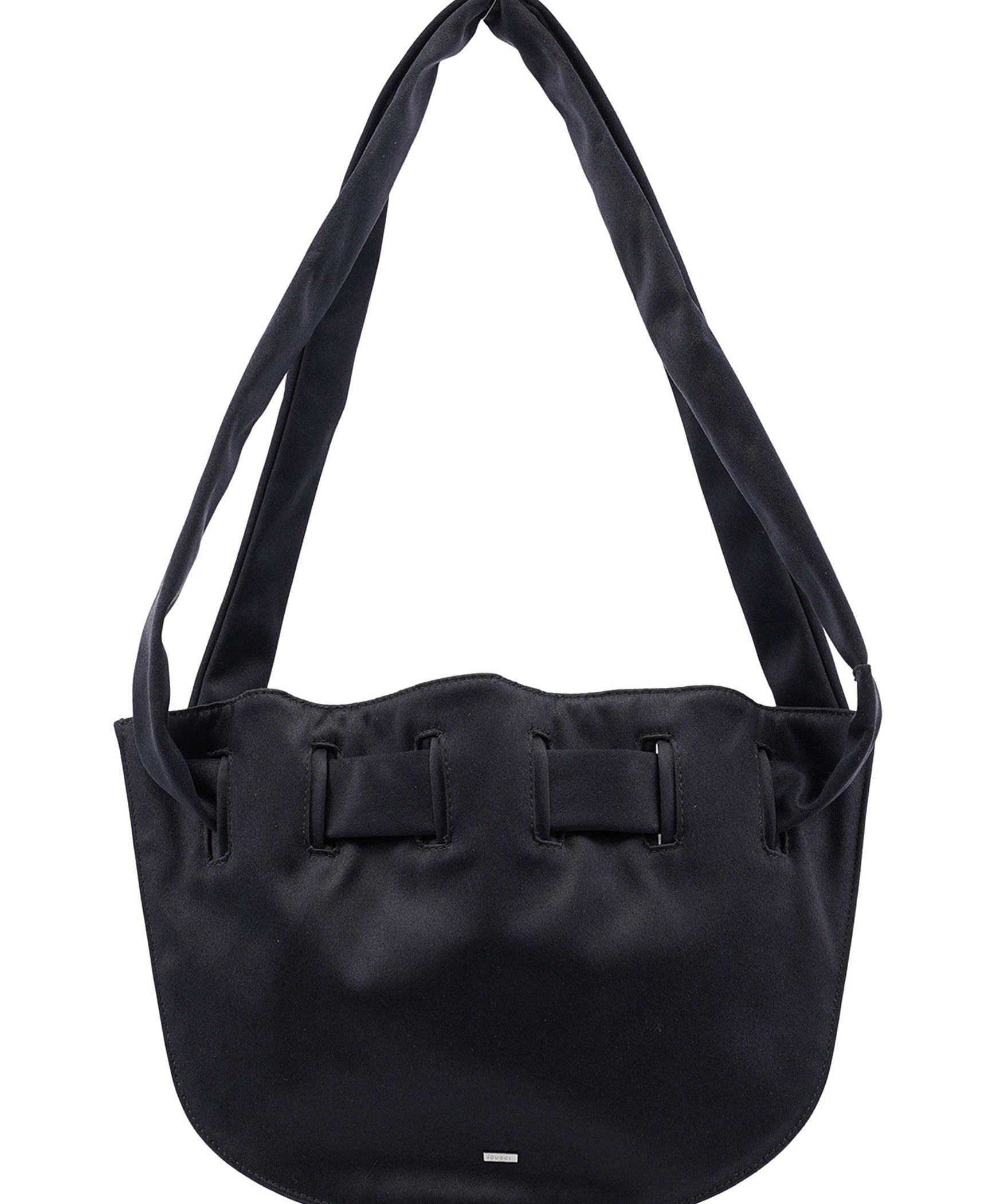 Gucci Black Satin Drawstring Shoulder Bag