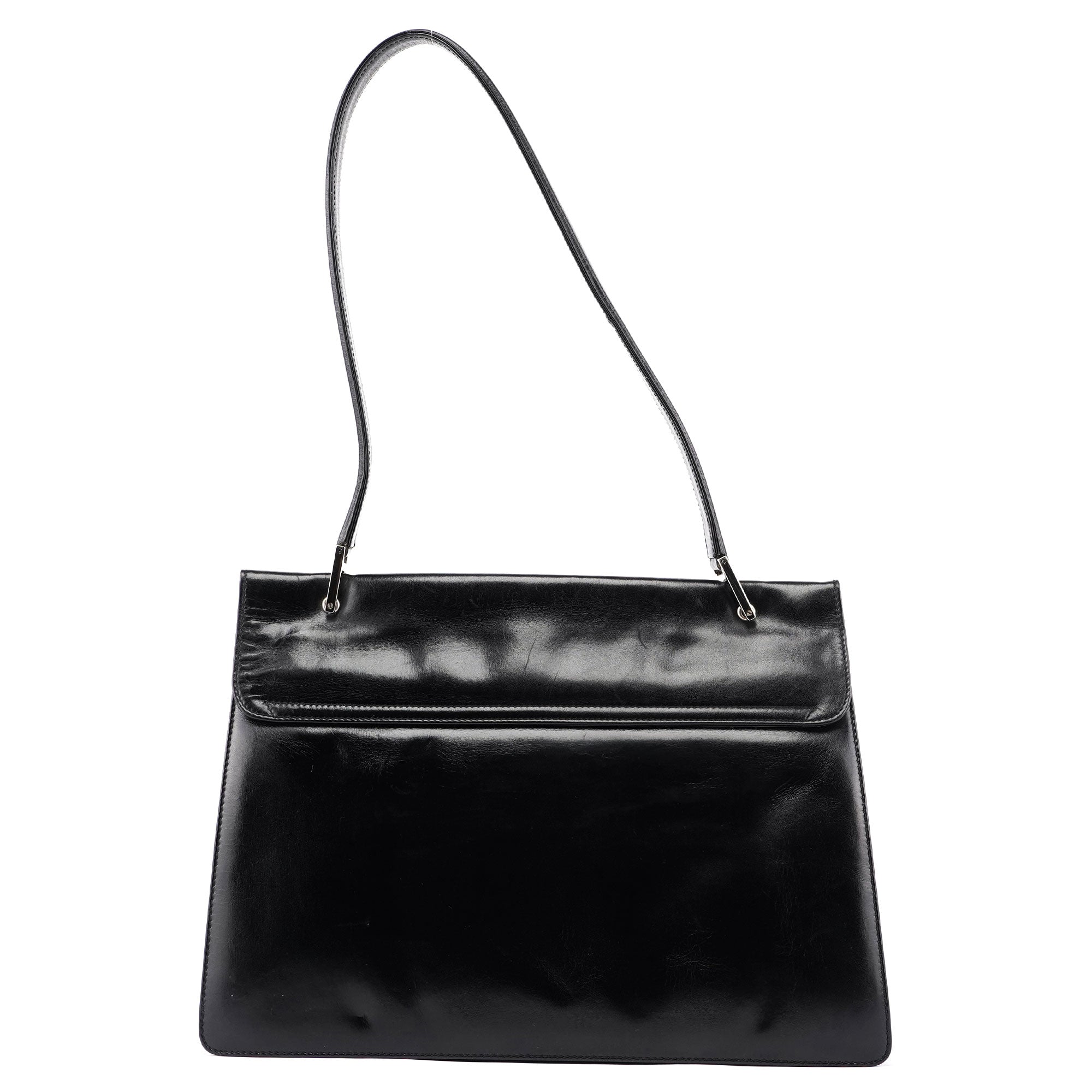 Gucci Square G Schultertasche aus schwarzem Leder mit silberfarbenen Beschlägen