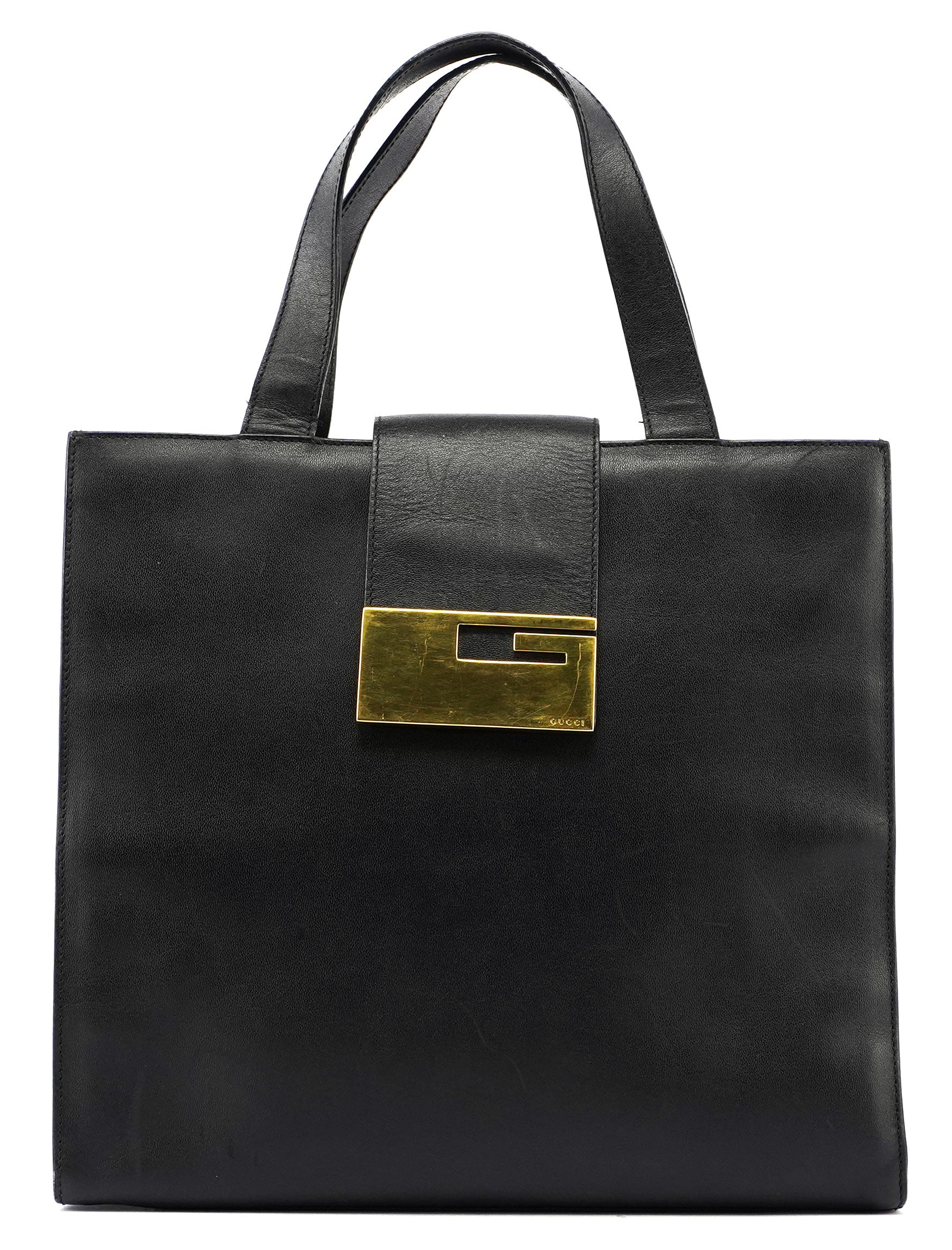 Gucci Black Square G Leather Small Tote