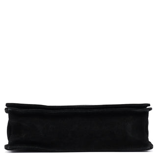 Gucci Black Suede Bamboo Flap Shoulder Bag