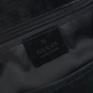 Gucci Black Suede Bamboo Flap Shoulder Bag