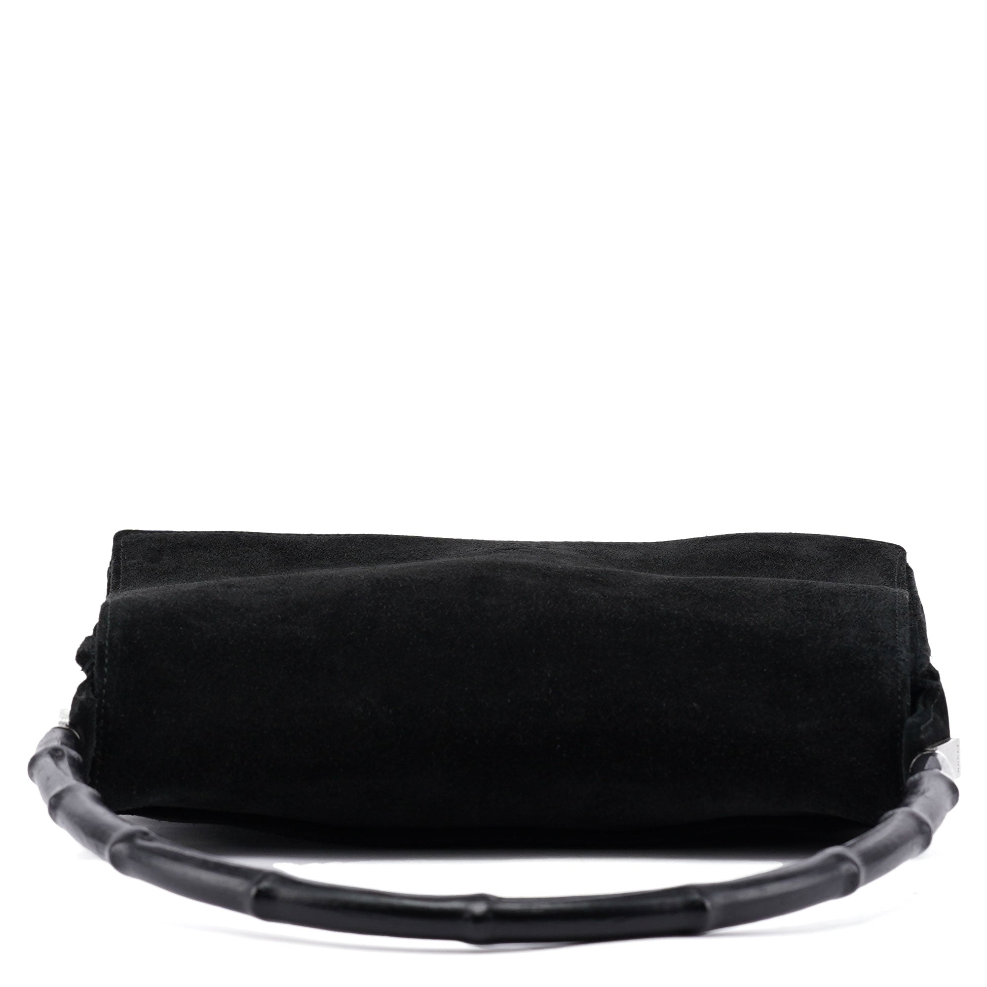 Gucci Sac porté épaule Bamboo à rabat en daim noir