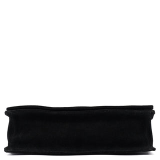 Gucci Black Suede Bamboo Flap Shoulder Bag