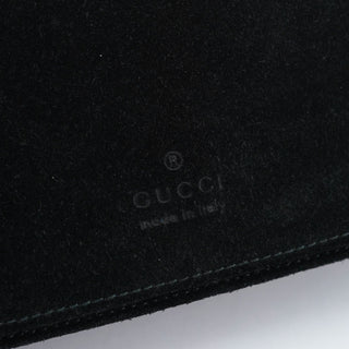 Gucci Black Suede Bamboo Flap Shoulder Bag