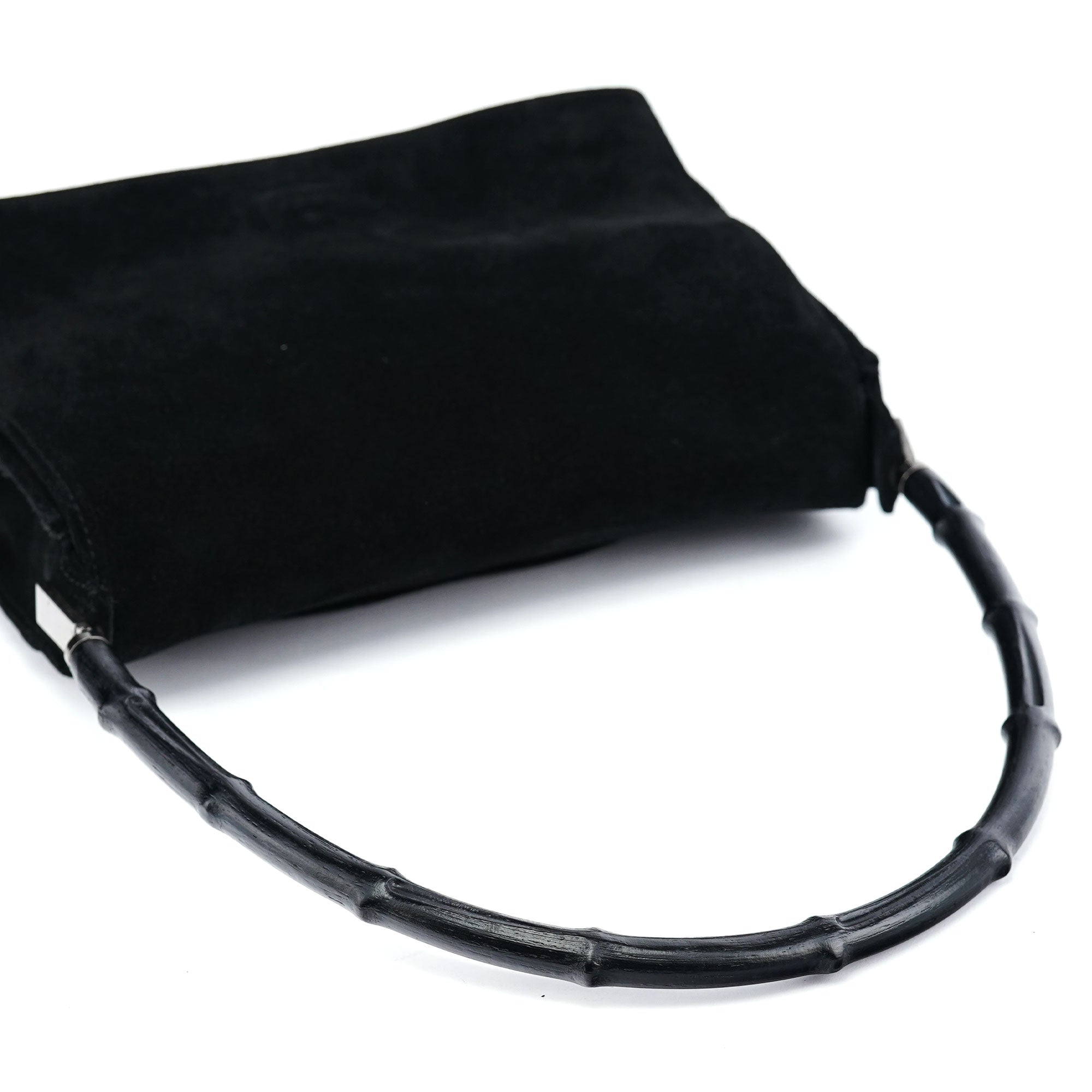Gucci Sac porté épaule Bamboo à rabat en daim noir