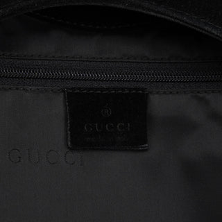 Gucci Black Suede Bamboo Hobo Shoulder Bag