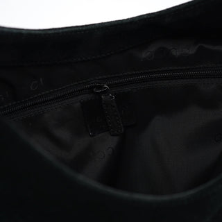 Gucci Black Suede Bamboo Shoulder Bag