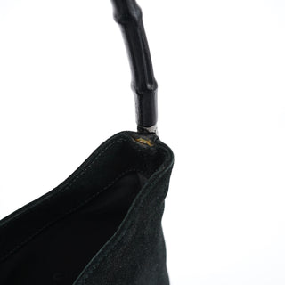 Gucci Black Suede Bamboo Shoulder Bag