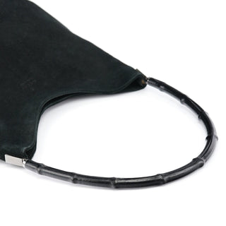 Gucci Black Suede Bamboo Shoulder Bag