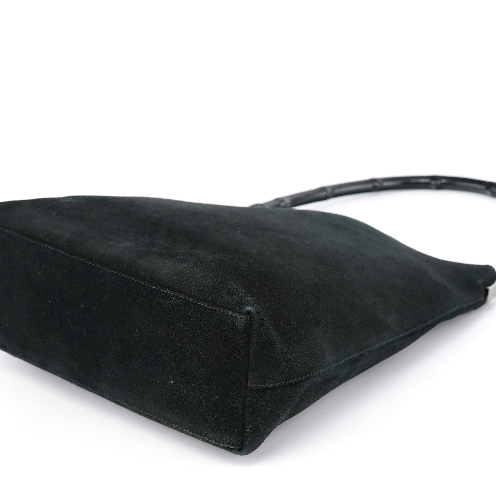 Gucci Sac porté épaule Bamboo en daim noir