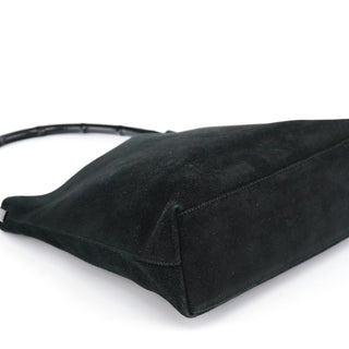 Gucci Black Suede Bamboo Shoulder Bag