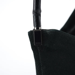 Gucci Black Suede Bamboo Shoulder Bag