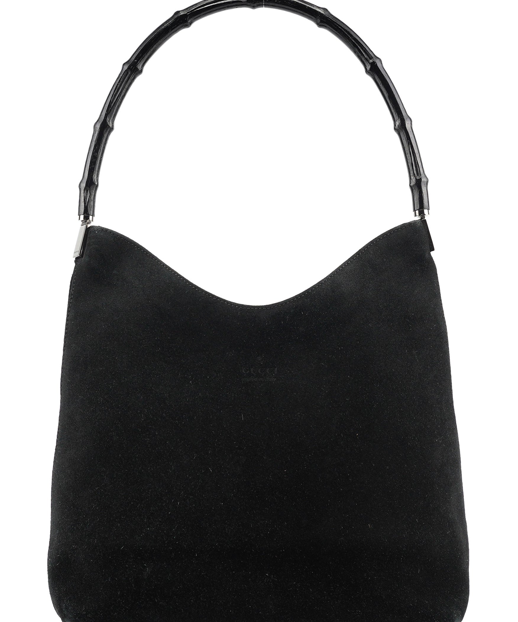 Gucci Black Suede Bamboo Shoulder Bag