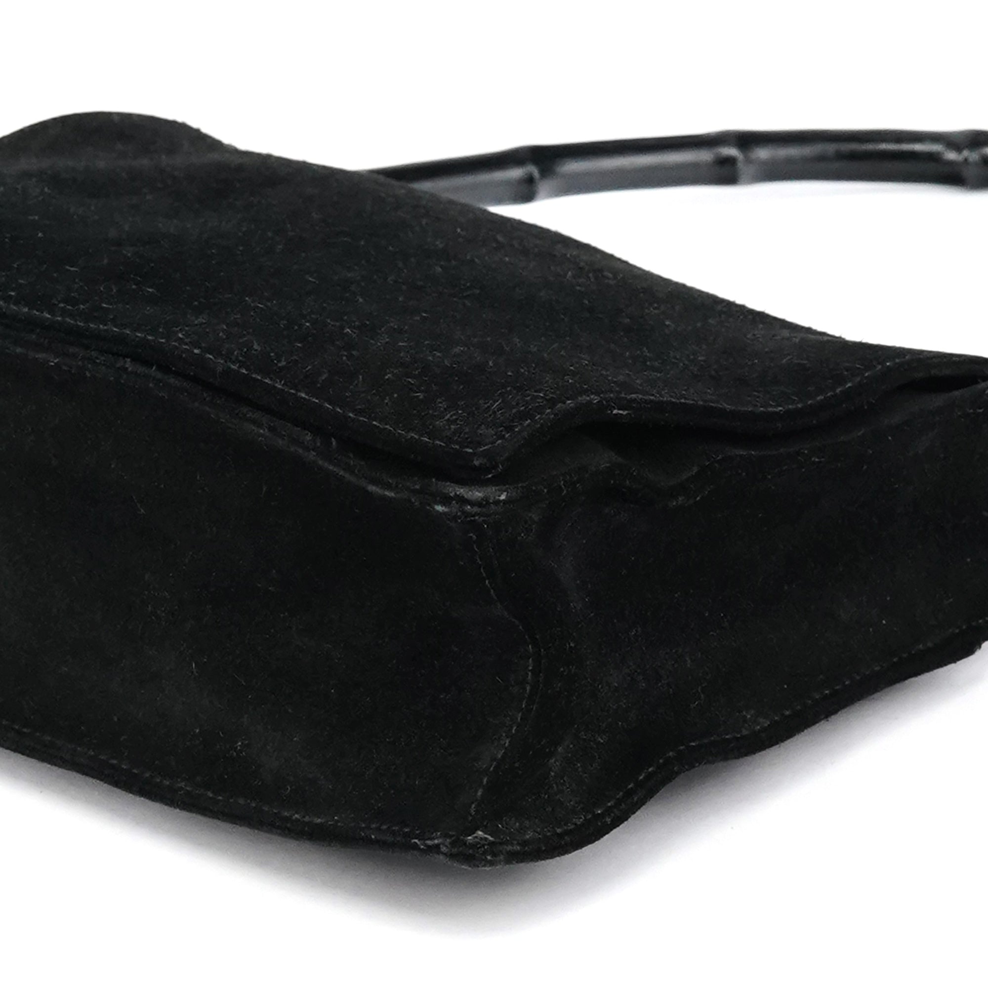 Gucci Black Suede Bamboo Shoulder Bag