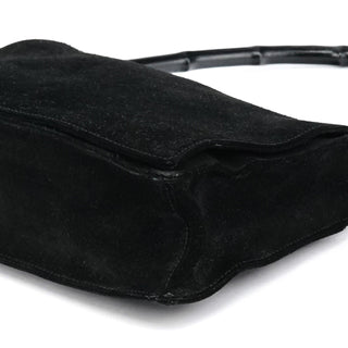 Gucci Black Suede Bamboo Shoulder Bag