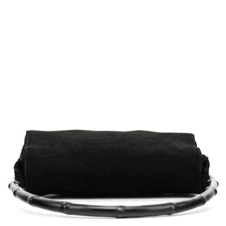 Gucci Black Suede Bamboo Shoulder Bag