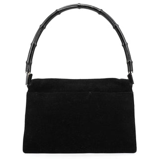 Gucci Black Suede Bamboo Shoulder Bag
