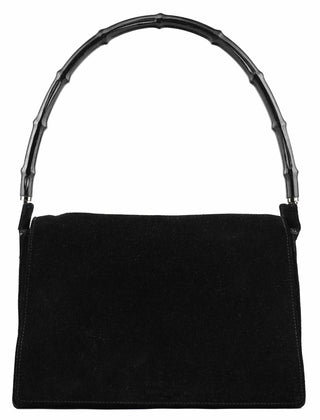 Gucci Black Suede Bamboo Shoulder Bag