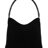 Gucci Black Suede Bamboo Shoulder Bag