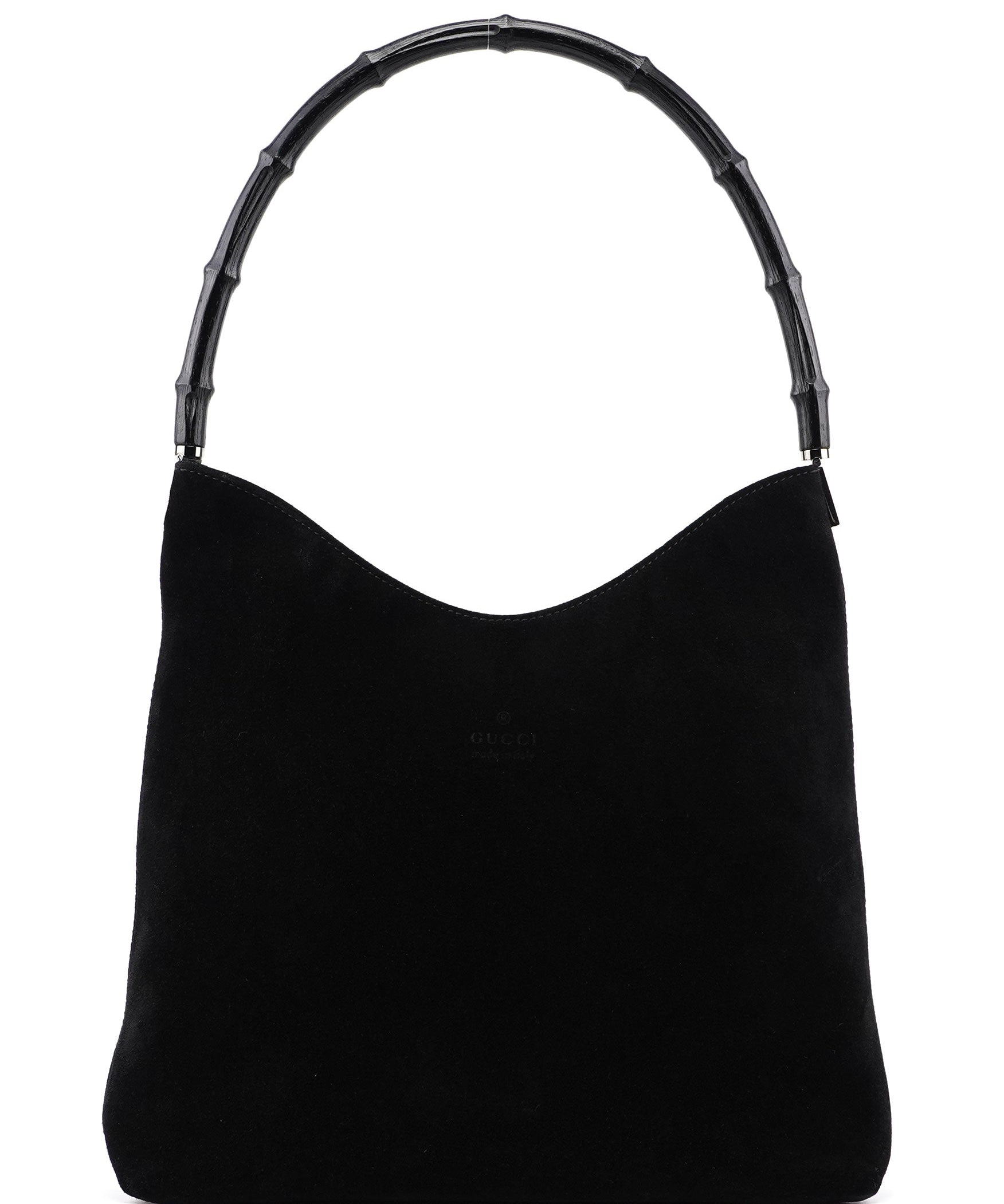 Gucci Black Suede Bamboo Shoulder Bag