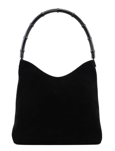 Gucci Black Suede Bamboo Shoulder Bag