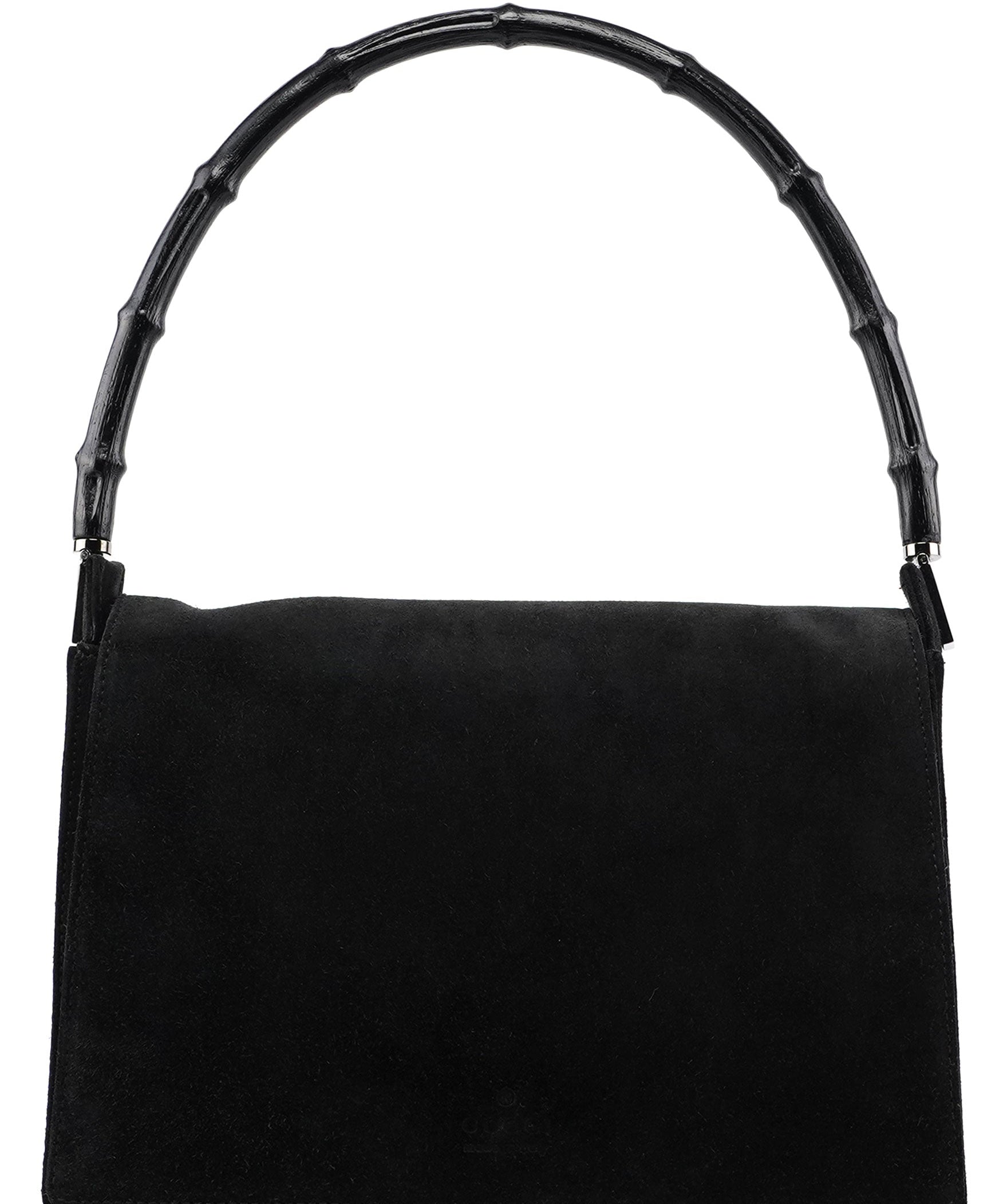 Gucci Black Suede Bamboo Shoulder Bag