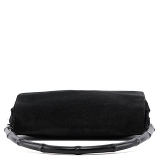 Gucci Black Suede Bamboo Shoulder Bag